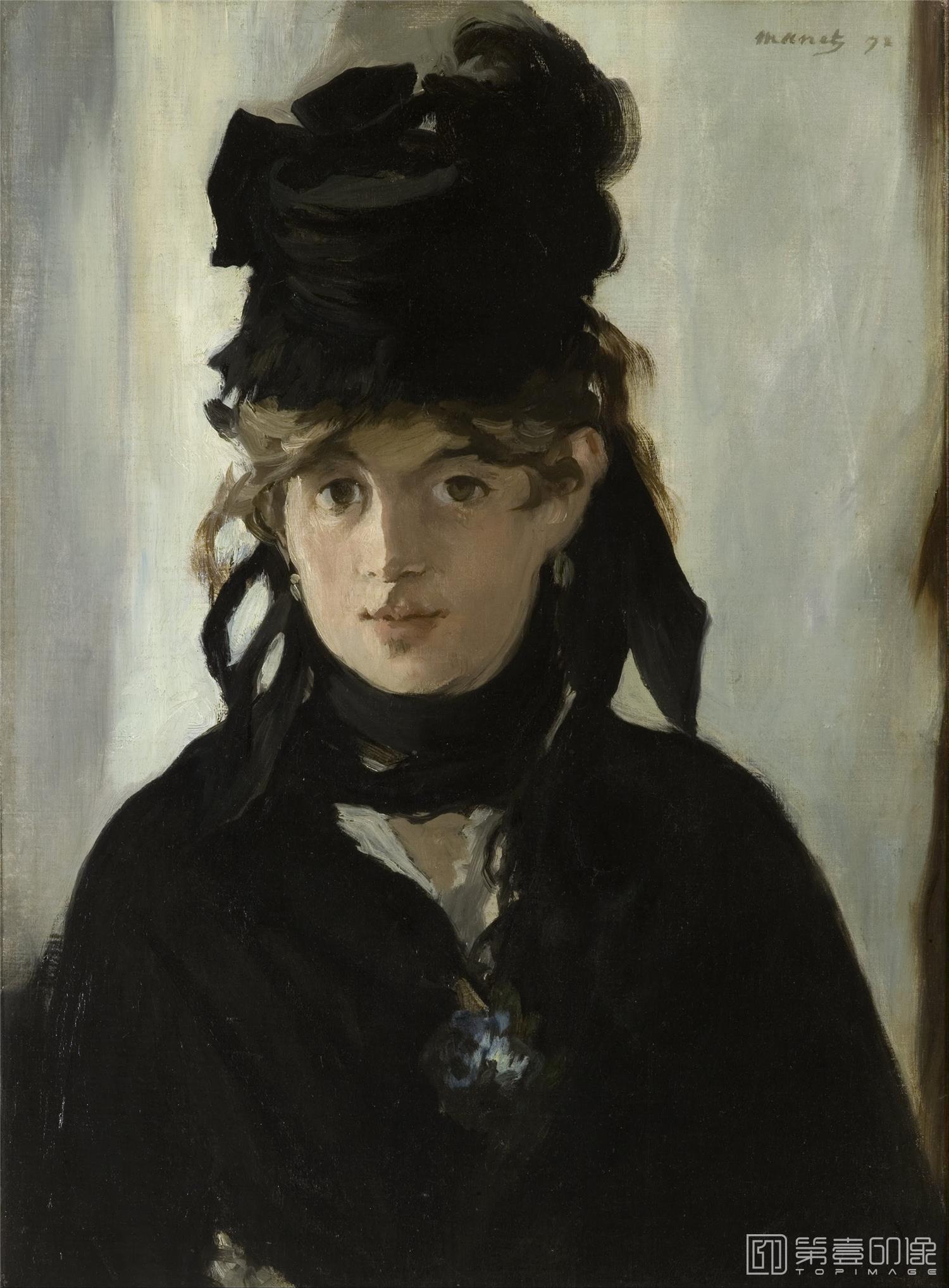 油画-巴黎奥赛博物馆-Edouard Manet-Berthe Morisot With a Bouquet of Violets-069